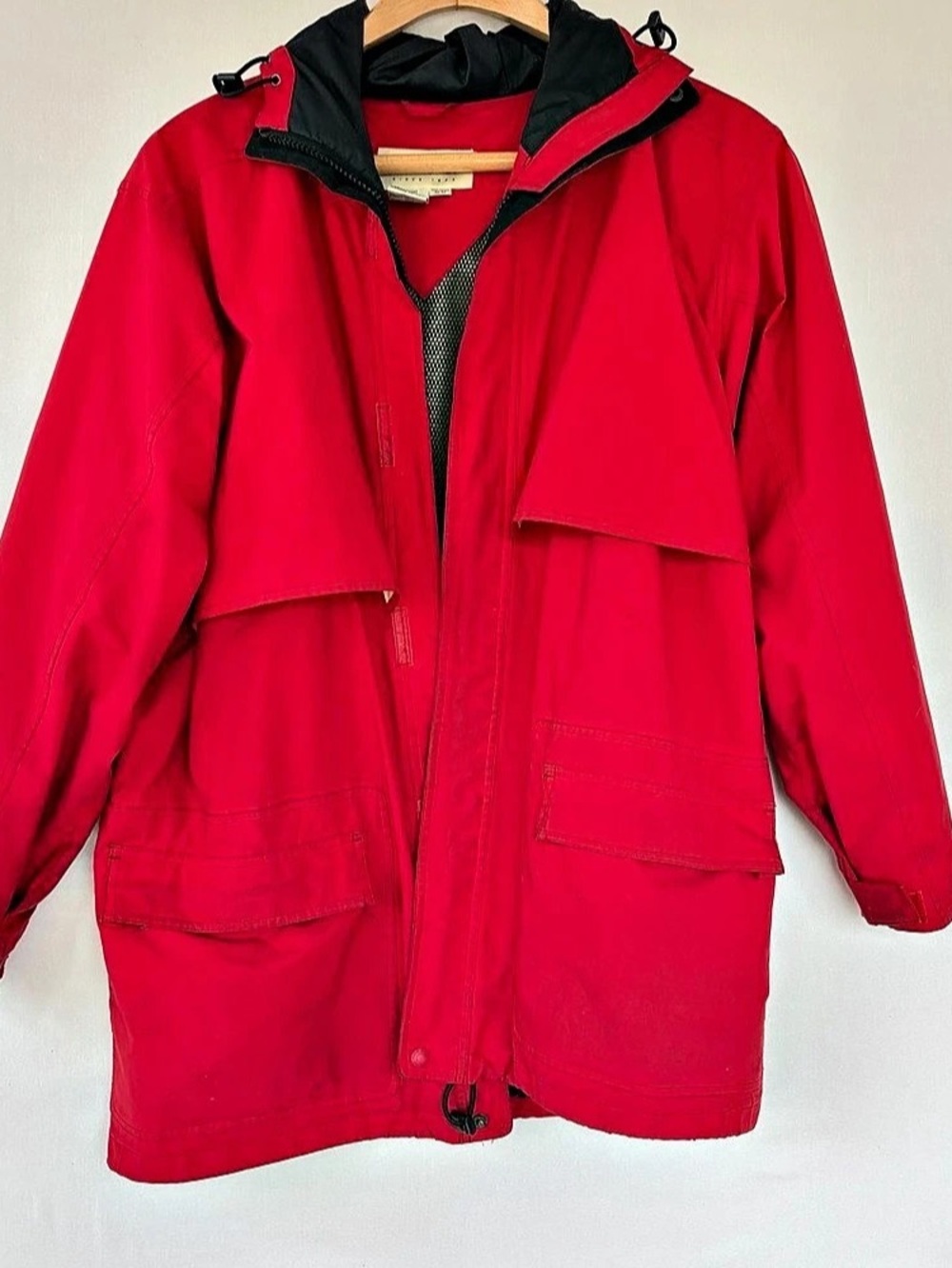Vintage Eddie Bauer Men's Gore-Tex Hooded Rain Coat Jacket Red Size M Hiking